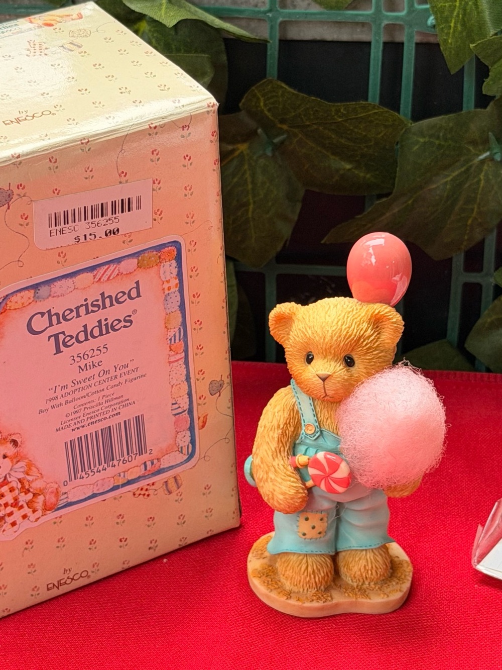 Cherished Teddies Mike Bear Figurine - Pink & Blue